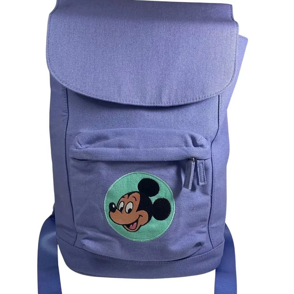 Disney Parks Mickey Mouse Cartoon Pals Purple Canvas Backpack Embroidered